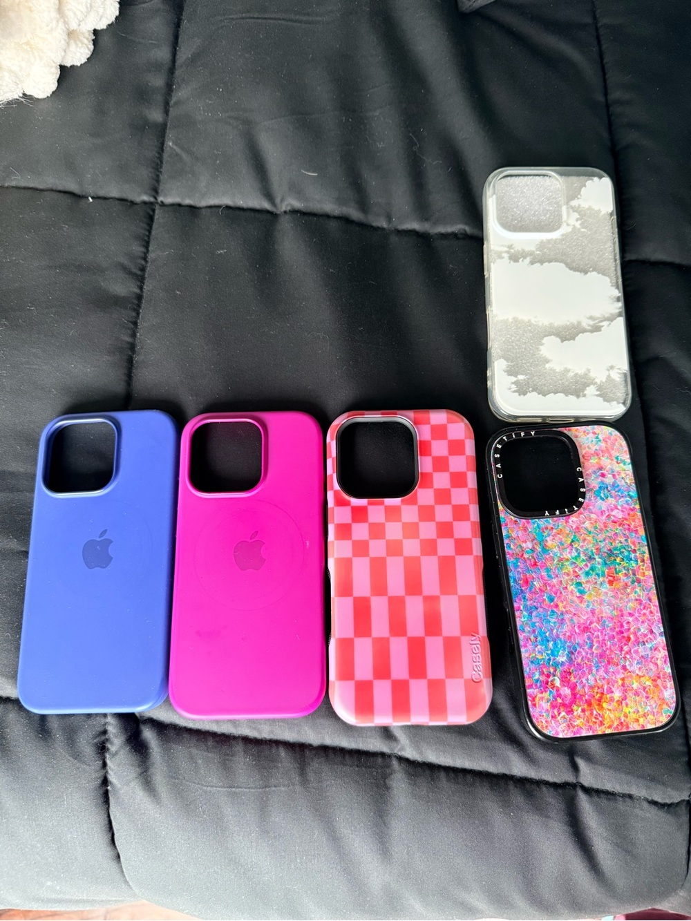Apple iPhone Case Bundle - Blue, Pink, Red Checker, Glitter, Silver Cloud